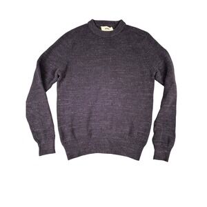 Buck Mason Mens Dark Grey Weave Ribbed Crewneck Cotton Sweater Small RN146050